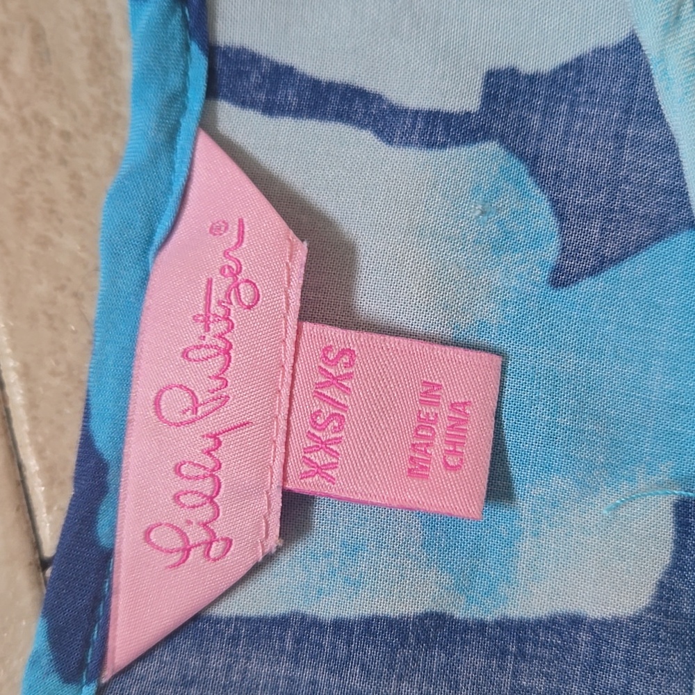 Lilly Pulitzer Stylish Lindamarie Caftan Sparkling Blue "Get Inky" Cover-Up - Picture 6 of 13